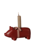Drewniany świecznik Świnka Medium RED