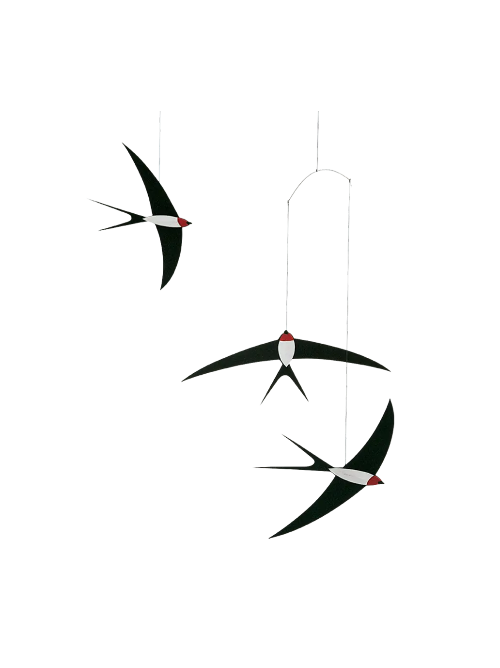 kontrastowy mobil z jaskółkami Flying Swallows Flensted Mobiles BÉBÉ Concept