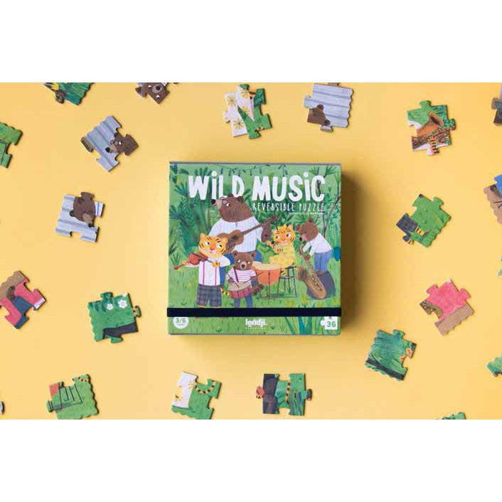 dwustronne puzzle dla dzieci Dzika Muzyka