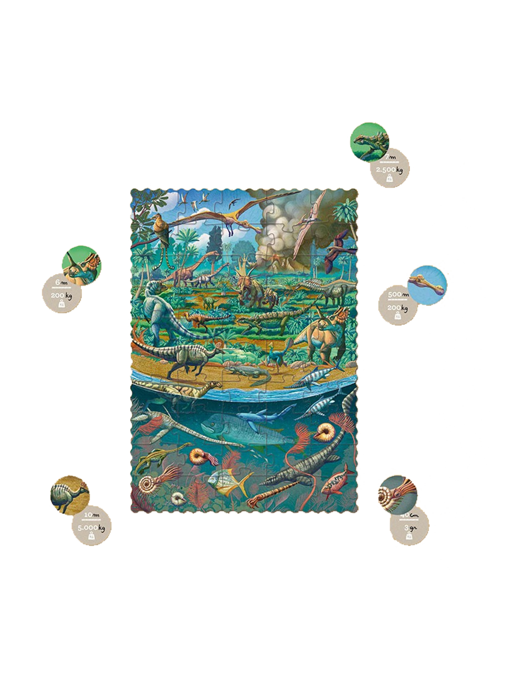 Puzzle kieszonkowe z grą obserwacyjną Dinozaury Londji BÉBÉ Concept