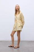 Alheli Woman Short Mimosa Yellow Stripes The New Society BEBE Concept