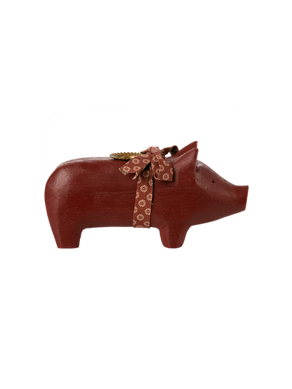 Drewniany świecznik świnka Christmas Pig Medium