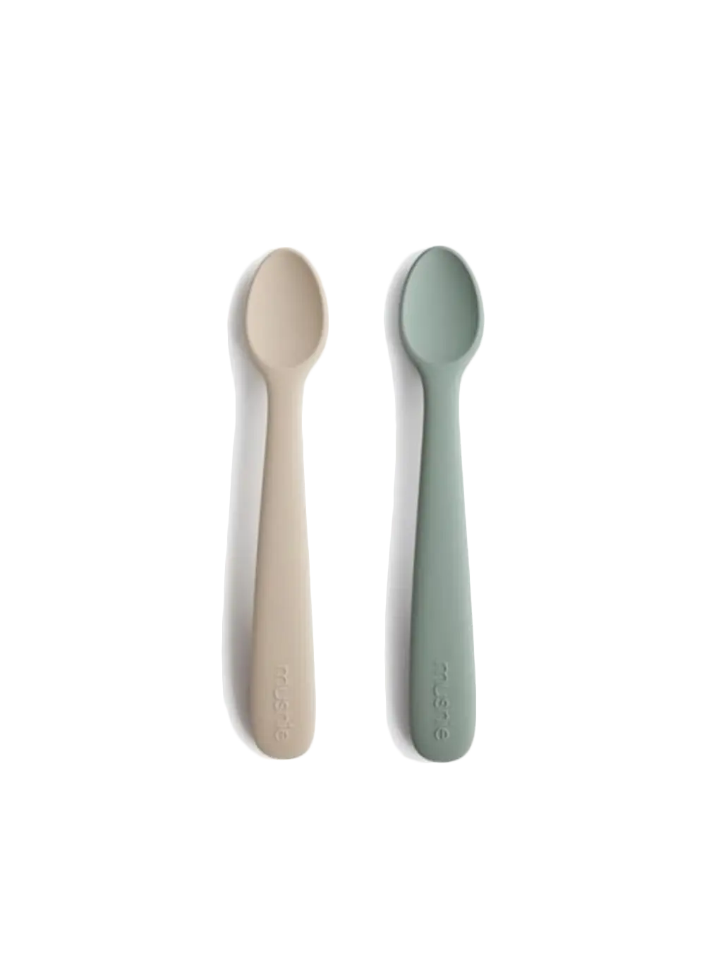 zestaw 2 silikonowych łyżeczek dla niemowląt Mushie BÉBÉ Concept