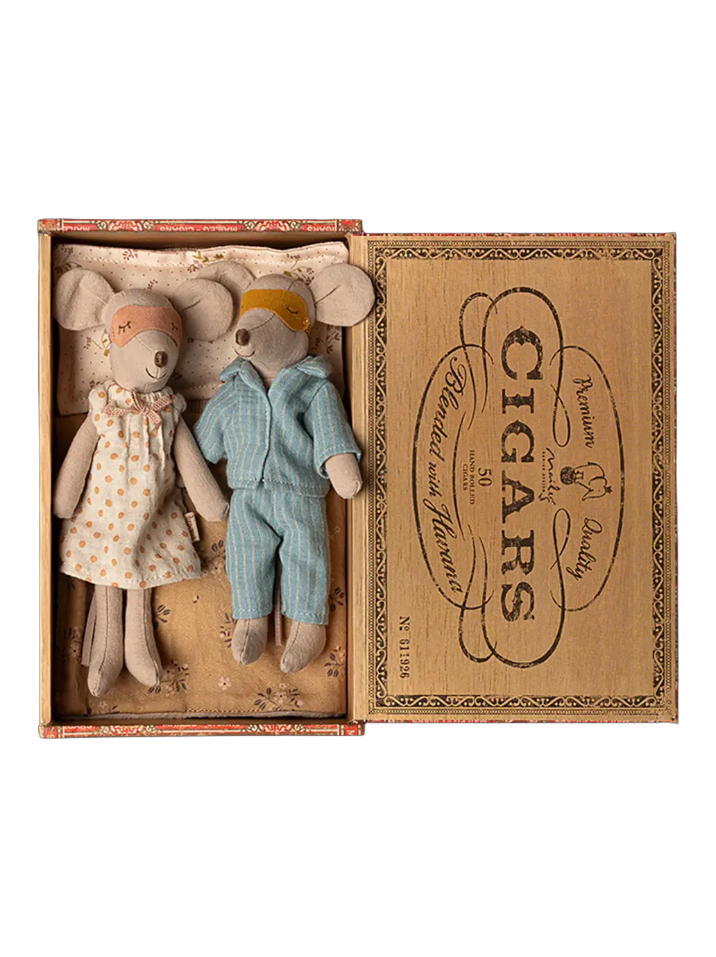 mama i tata myszka w pudełku po cygarach Maileg BEBE Concept