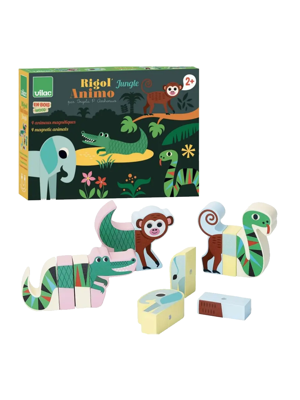 drewniane magnetyczne klocki Dżungla Vilac BÉBÉ Concept