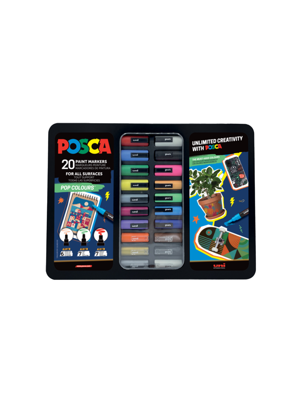 Duży zestaw markerów z farbą plakatową POSCA 20 szt UNI BÉBÉ Concept