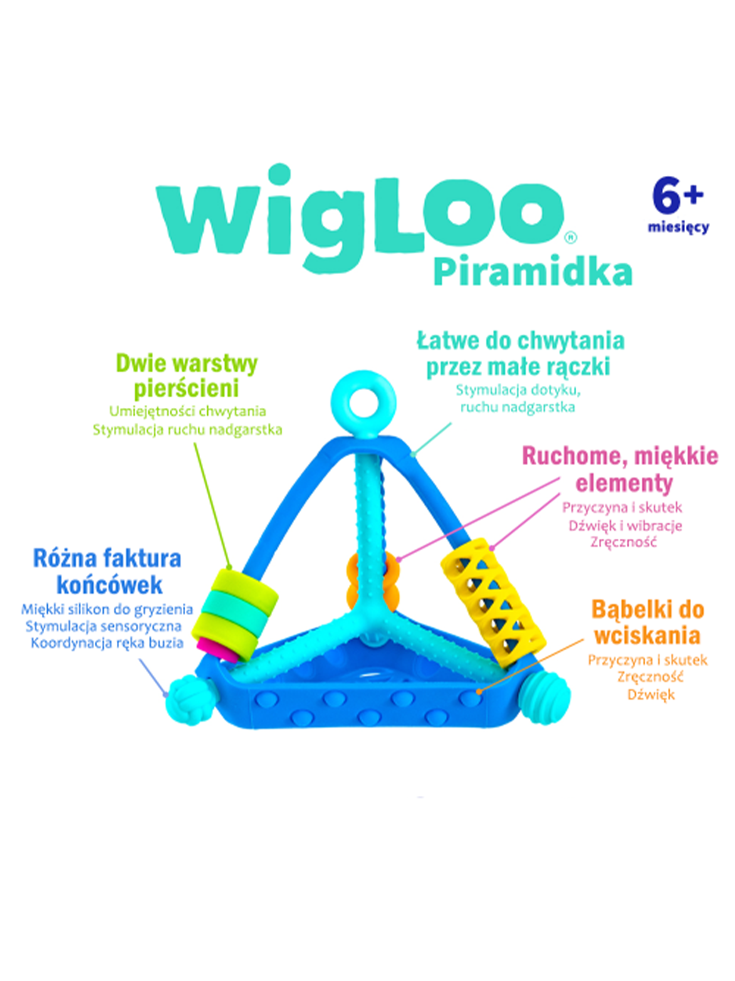 Zabawka sensoryczna piramidka Wigloo Mobi BÉBÉ Concept