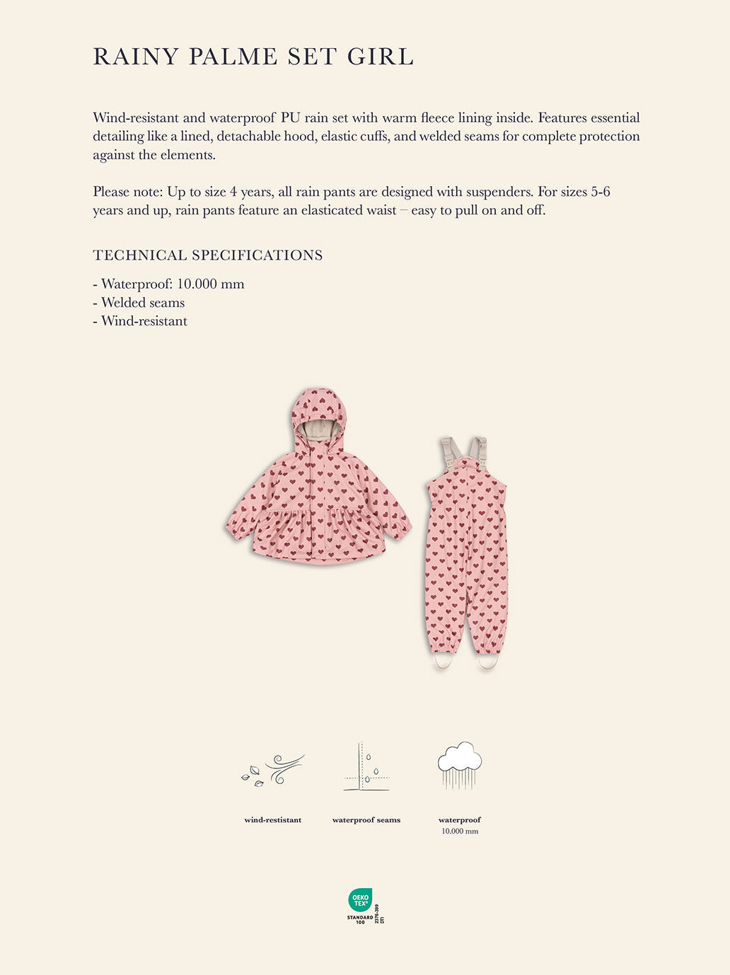 Ocieplany zestaw przeciwdeszczowy Rainy Palme set Konges Slojd BÉBÉ Concept