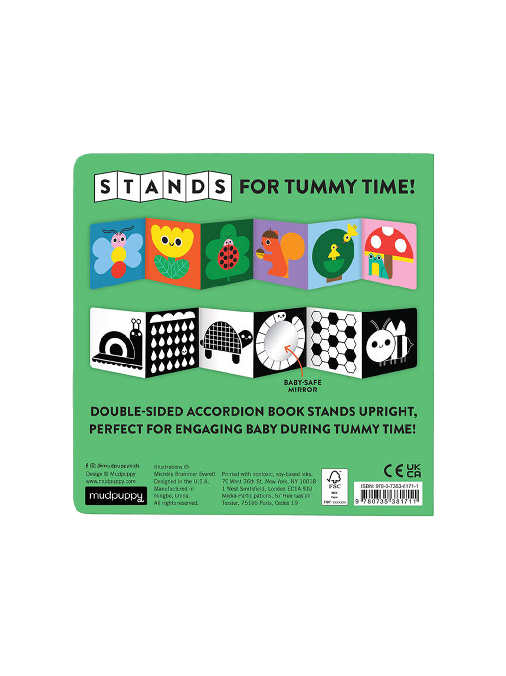 Kartonowa kontrastowa dwustronna książeczka harmonijka Mudpuppy BÉBÉ Concept