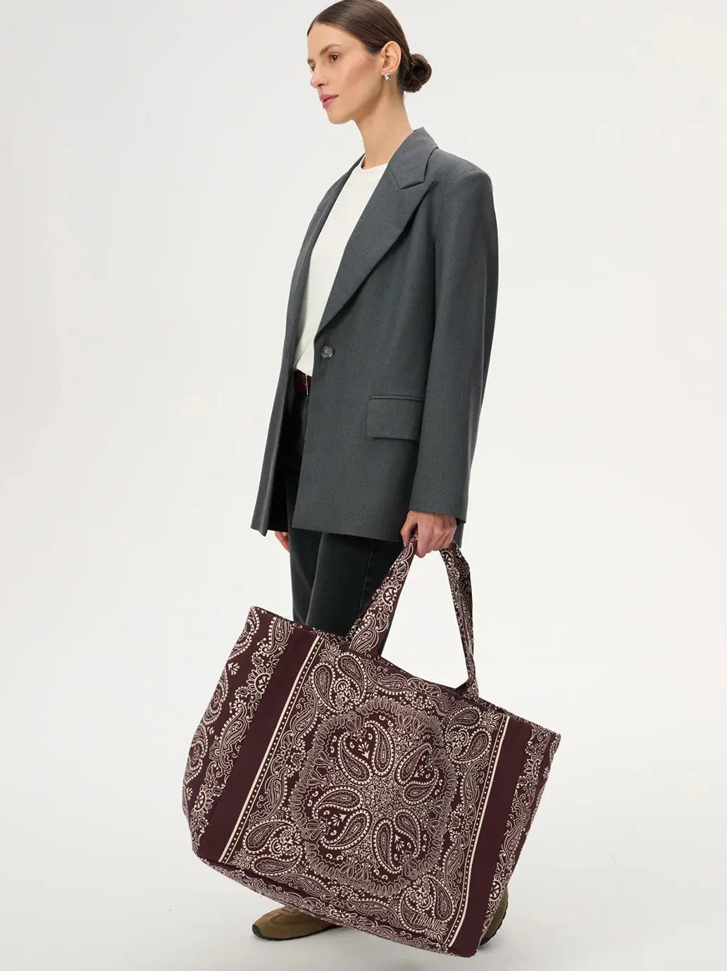 Duża torba shopper Capri Burgundy LEBRAND BEBE Concept