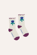 Blue Daisies Socks ECRU