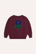 Big Blue Daisy Sweatshirt BURGUNDY