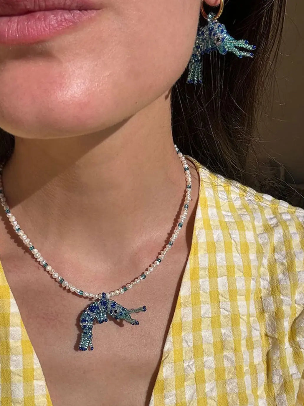 Naszyjnik Baby Prawn & pearls necklace Amori Mori BEBE Concept