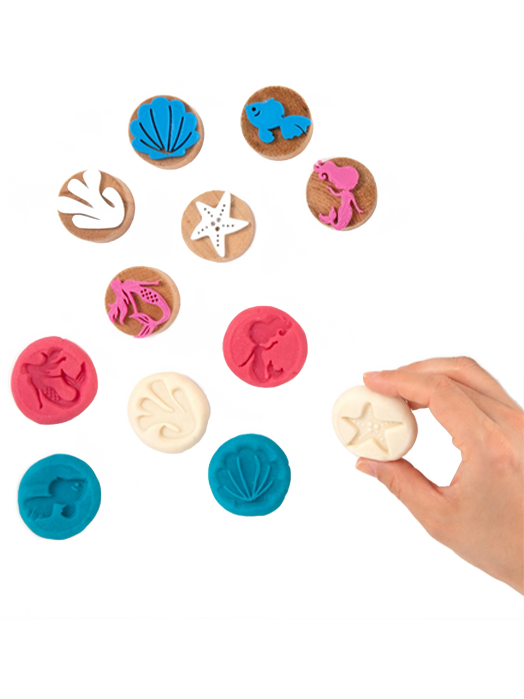 Zestaw drewnianych stempli do ciastoliny i farb ChildGen BÉBÉ Concept