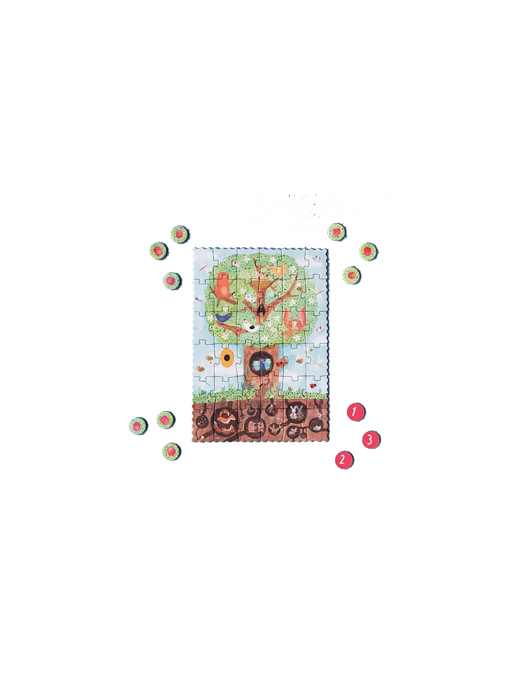 Puzzle kieszonkowe z grą obserwacyjną Jabłonka Londji BEBE Concept