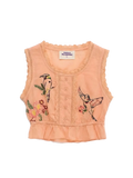 Birds Embroidered Ruffle Top Orange Maison Mangostan BEBE Concept