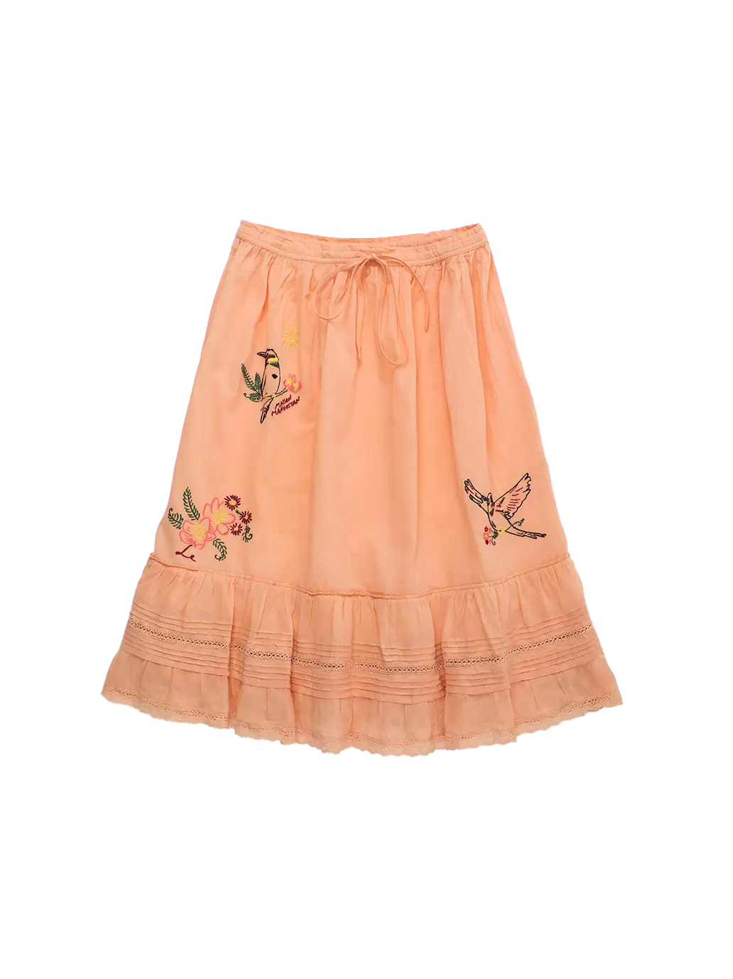 Birds Embroidered Skirt Peach Maison Mangostan BEBE Concept