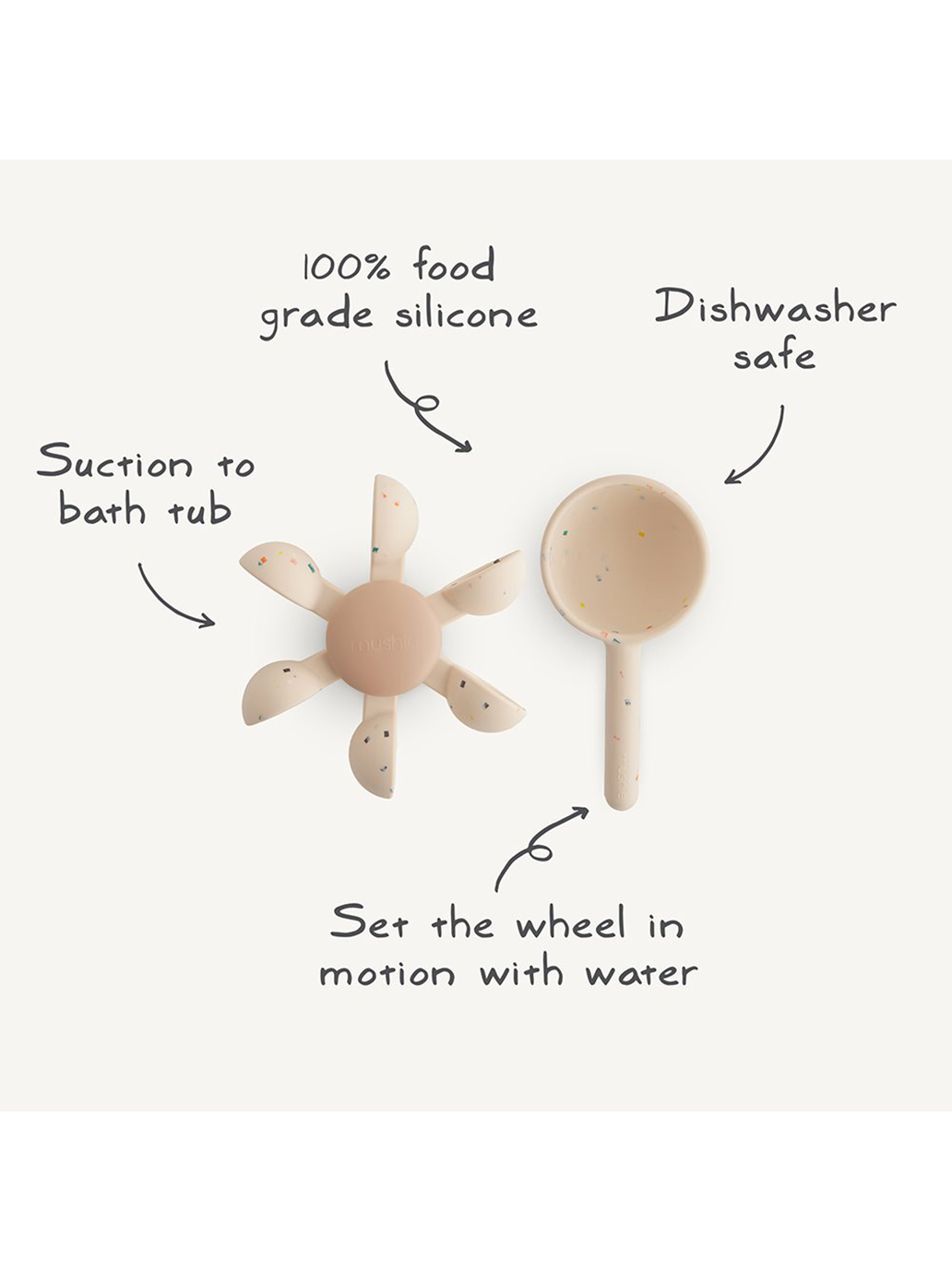 Spinner kąpielowy z przyssawką Water Wheel Mushie BÉBÉ Concept