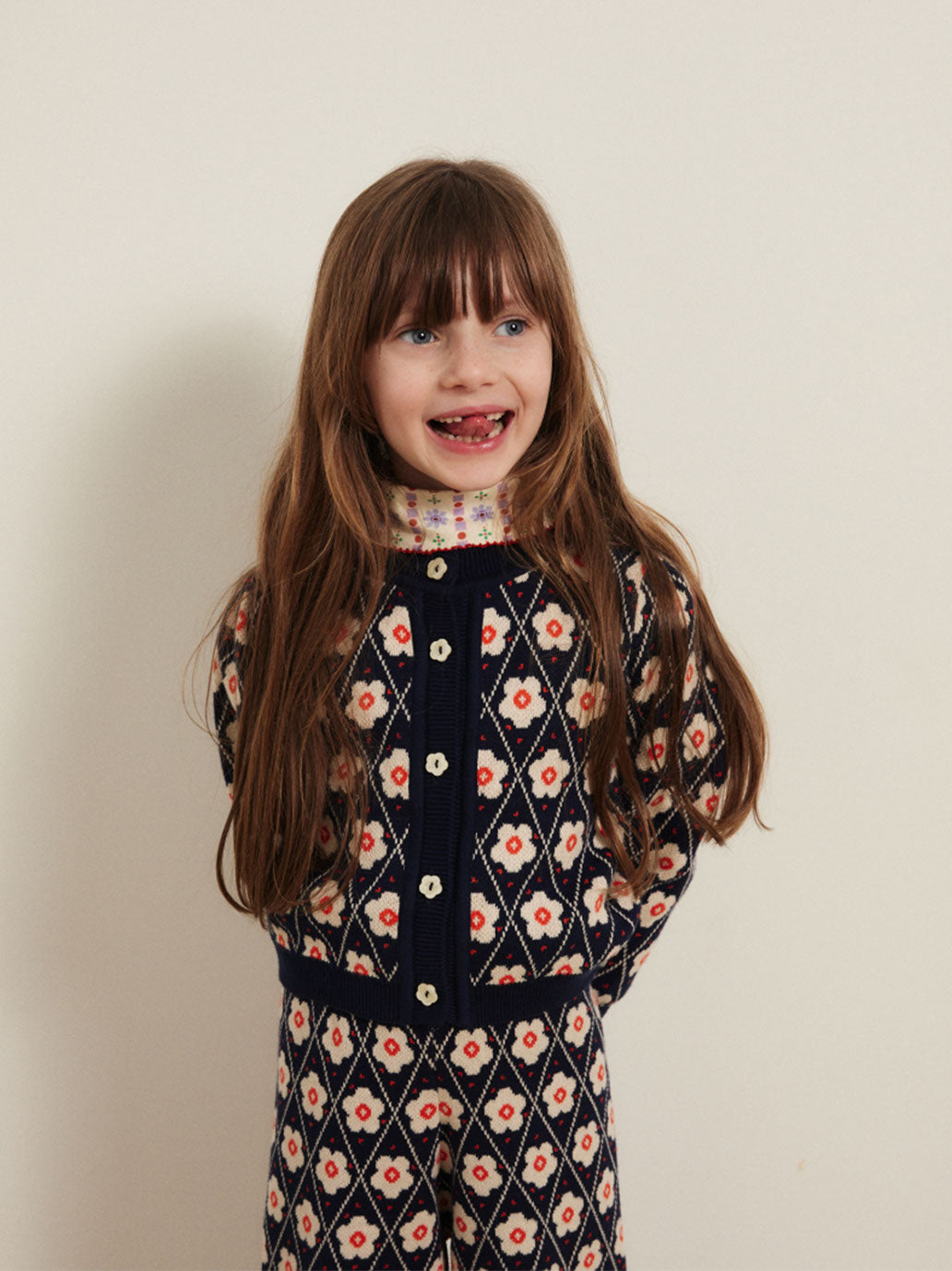 Kardigan Lison cardigan Navy Flower Hello Simone BÉBÉ Concept