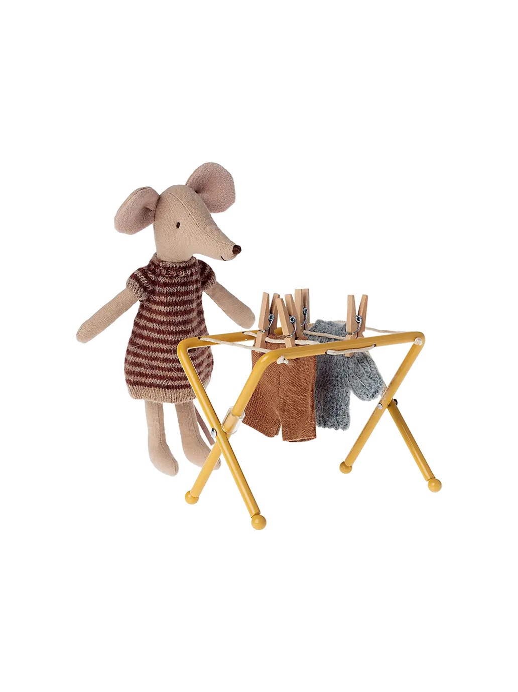 metalowa mini suszarka na pranie z drewnianymi przypinkami Maileg BEBE Concept