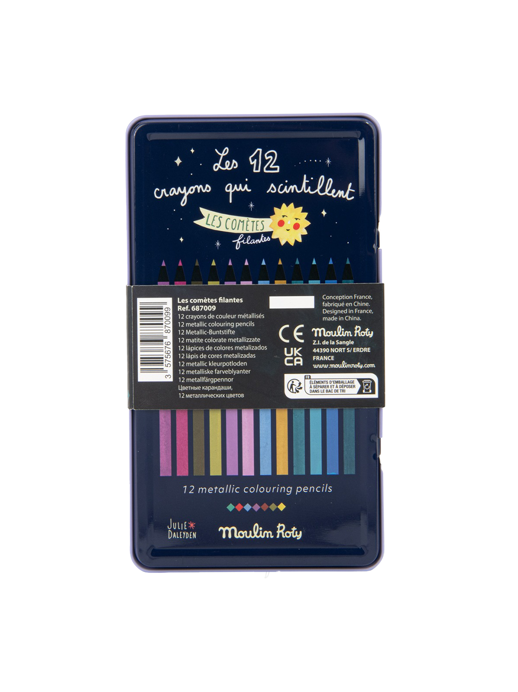 Zestaw 12 kredek w blaszanym pudełku Moulin Roty BÉBÉ Concept