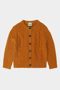 Sweter z wełny merino Aran Cardigan BURNT AMBER