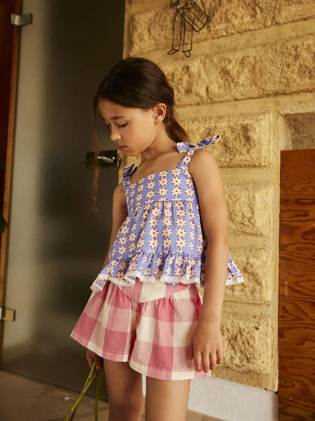 Lucie blouse Pomponette Blue Hello Simone BEBE Concept