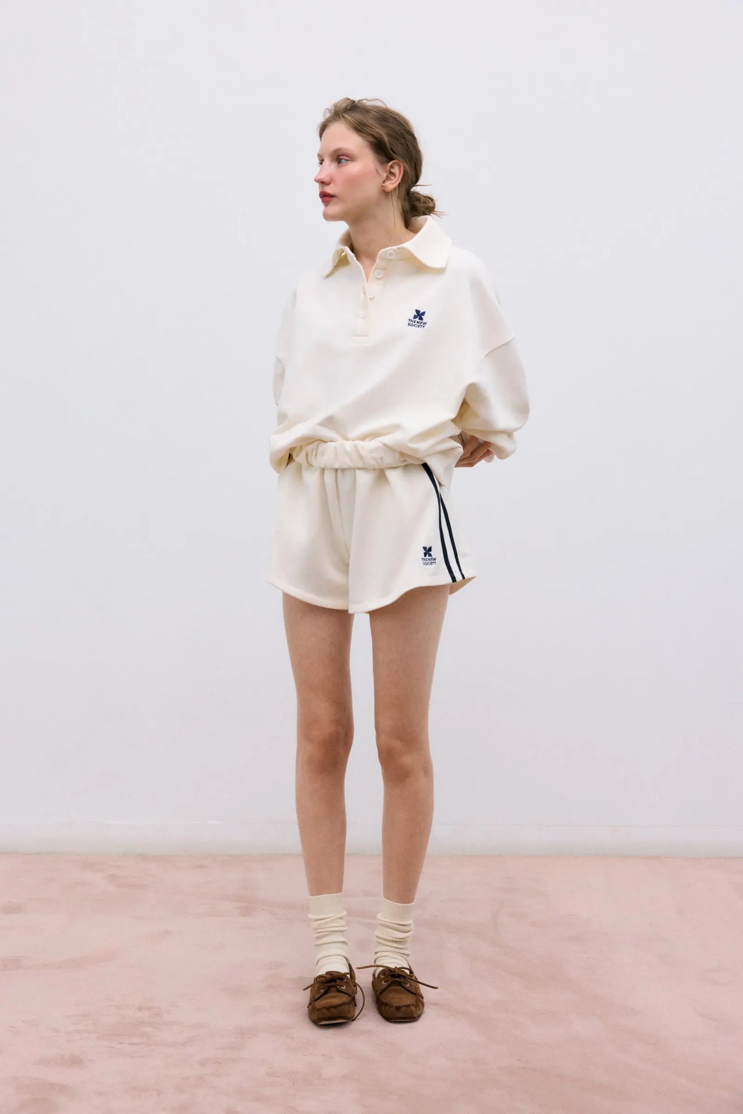 TNS Logo Woman Polo Ecru The New Society BEBE Concept