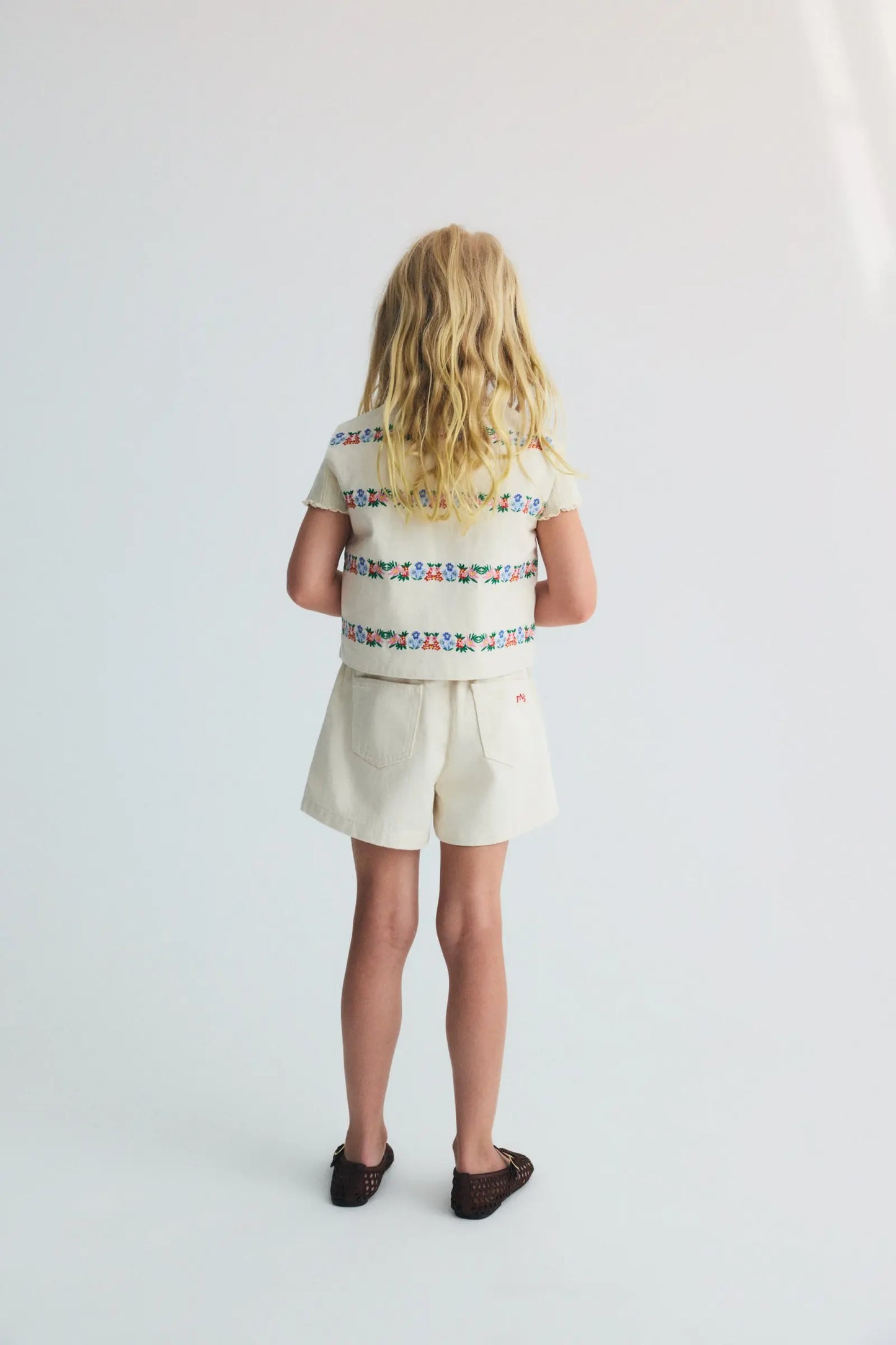 Malva Short Flower Embroidery Natural Denim The New Society BEBE Concept