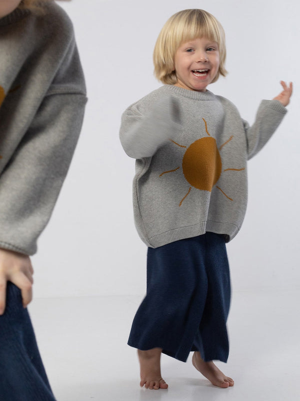 Dziecięcy sweter z bawełny organicznej sun grey