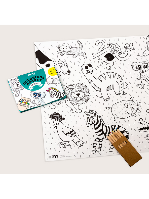 kieszonkowy zestaw z kolorowanką i kredkami animals