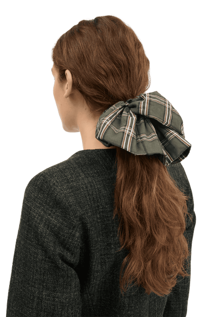 Gumka do włosów Big Scrunchie GREEN/WHITE CHECK