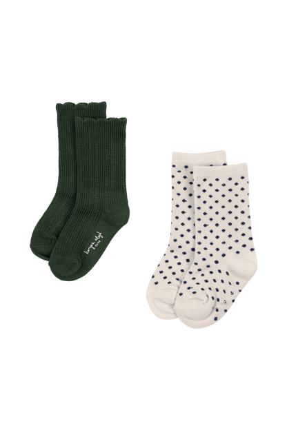 2 Pack Dot Socks KOMBU GREEN DOT