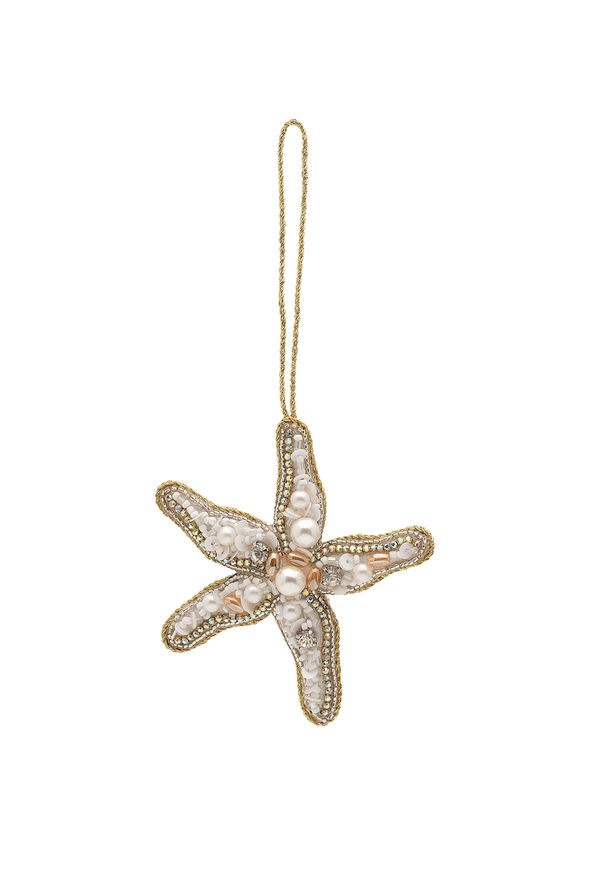 Ozdoba choinkowa Beaded Starfish WHITE