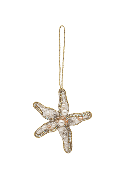 Ozdoba choinkowa Beaded Starfish WHITE