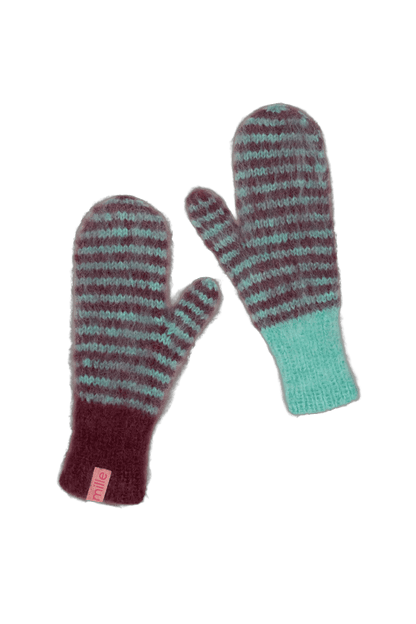 Striped Mittens Alba BURGUNDY
