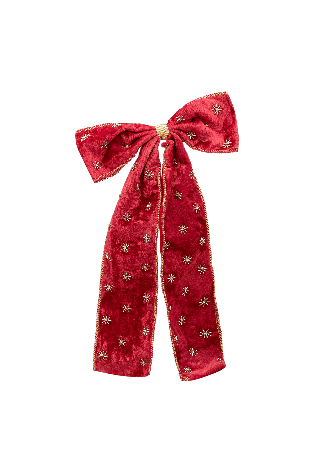 Szczyt choinki Beaded Crimson Luxe Bow RED