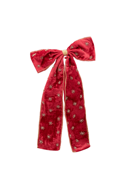Szczyt choinki Beaded Crimson Luxe Bow RED
