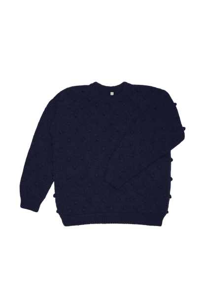 Sweter damski z wełny merino Popcorn NAVY