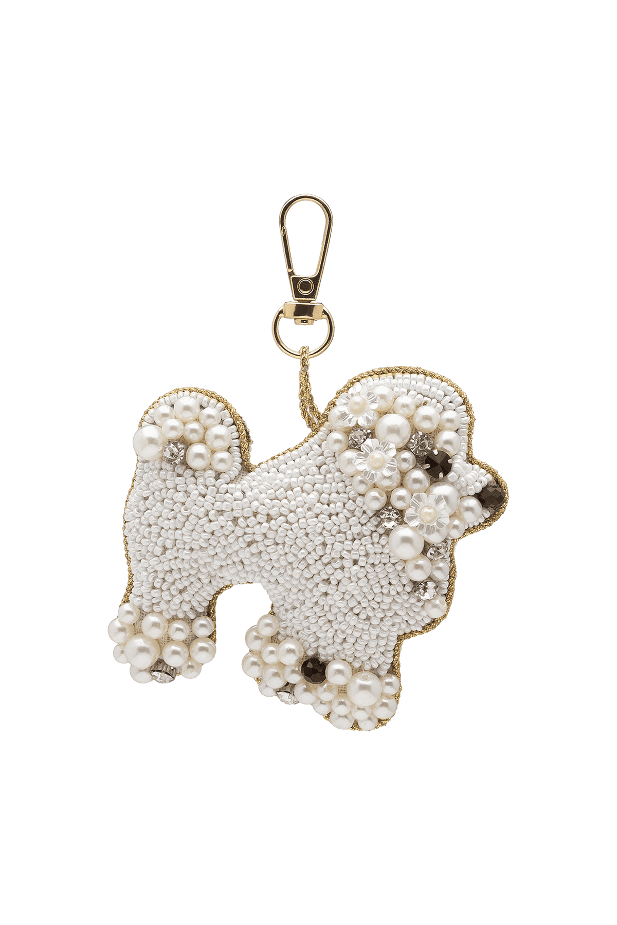 Keychain Beaded Poodle WHITE