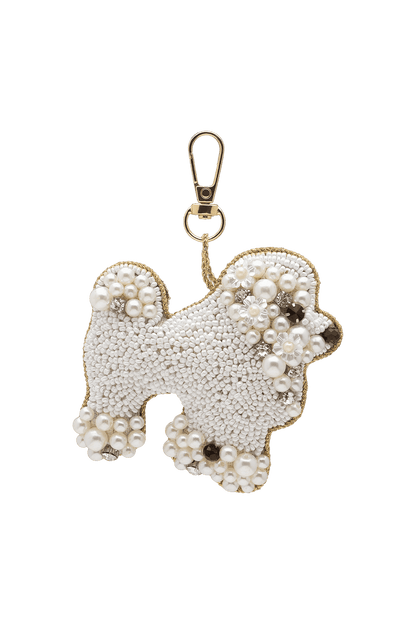 Brelok Beaded Poodle WHITE