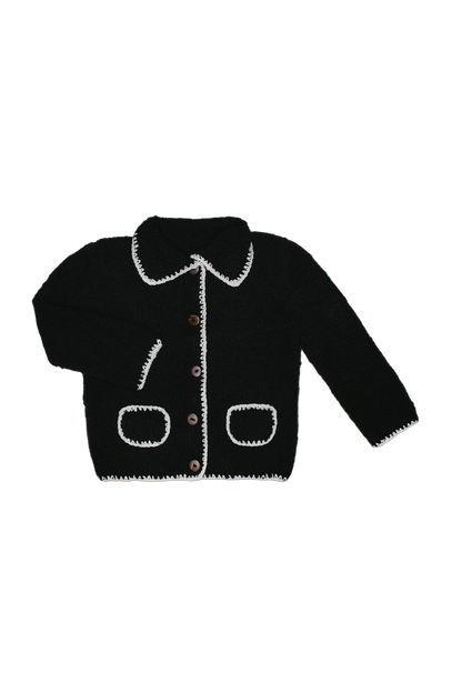 Dziecięcy kardigan merino Stitch BLACK