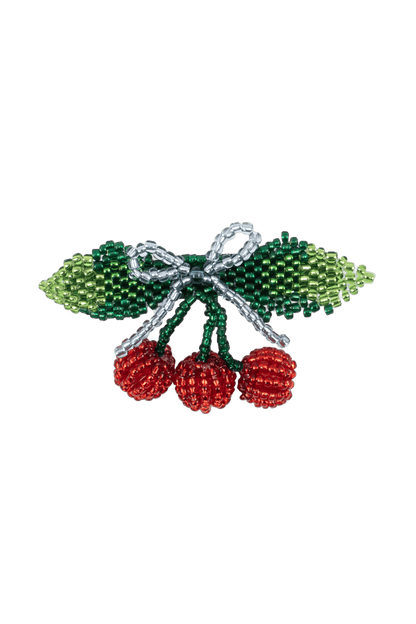 Spinka Beaded Cherry Bow Big Hair Clip CHERRY