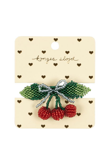 Spinka Beaded Cherry Bow Big Hair Clip CHERRY