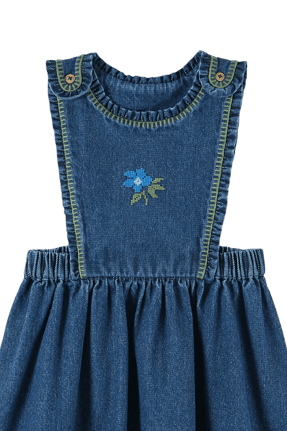 Sukienka Apron Embroidered Denim DENIM