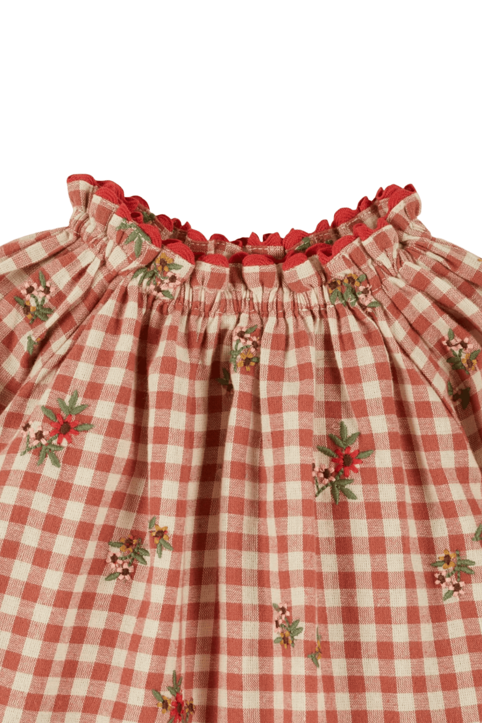 Bluzka Embroidered Gingham Terracotta VICHY BRODERIE