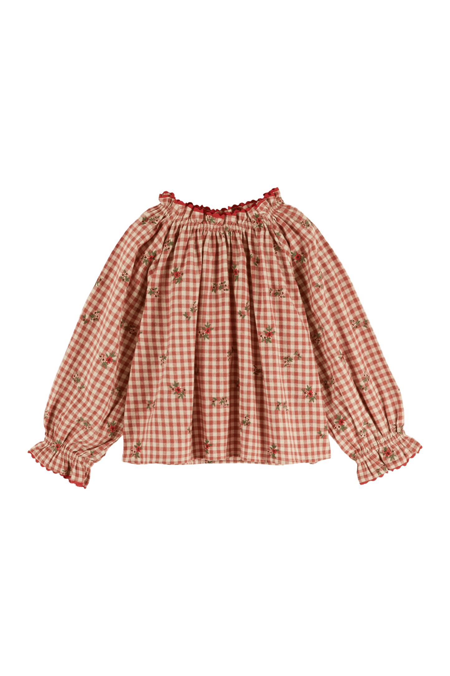 Bluzka Embroidered Gingham Terracotta