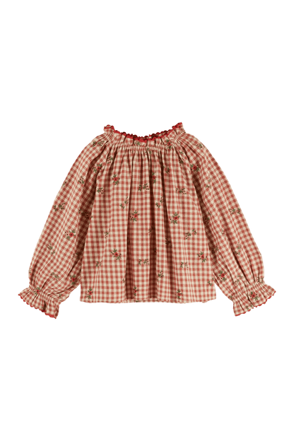 Bluzka Embroidered Gingham Terracotta VICHY BRODERIE