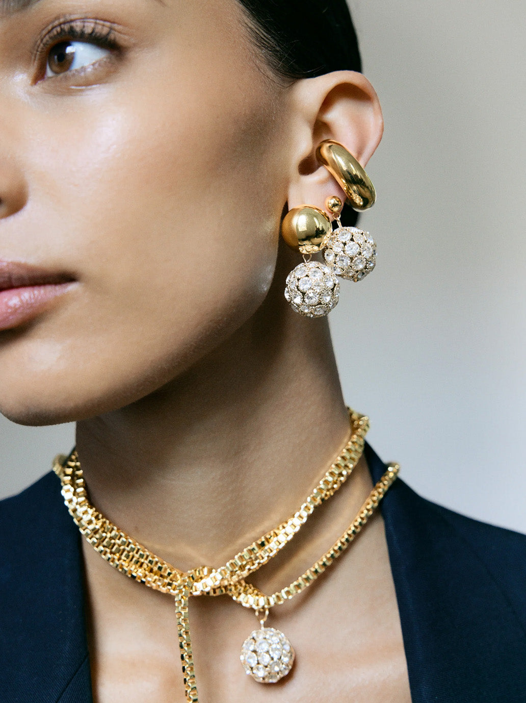 Crystal Sphere Tie GOLD