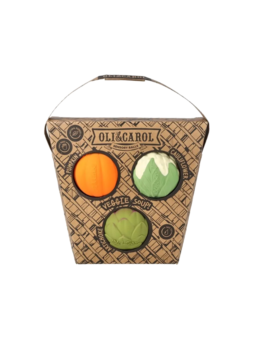Piłki sensoryczne z kauczuku Veggie Soup Oli &amp; Carol BEBE Concept 